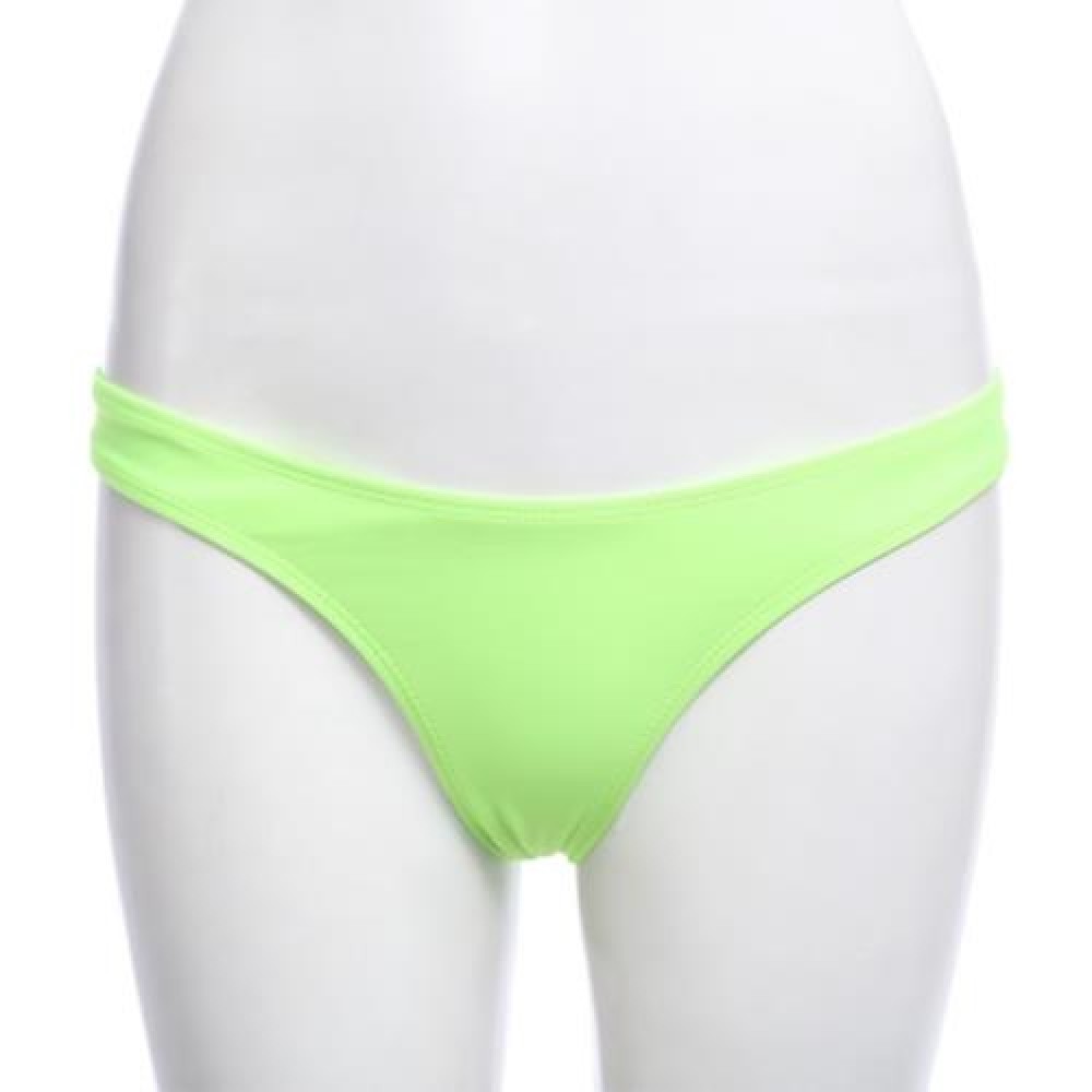 FEMALE SWIMMING SEXY WRINKLED THONG BEACH BATHING PANTS (NEON GREEN)