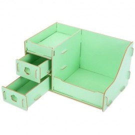 MULTIFUNCTIONAL WOODEN COSMETIC DESKTOP STORAGE BOX MAKE-UP ORGANIZER (GREEN)