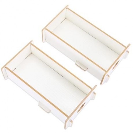 MULTIFUNCTIONAL WOODEN COSMETIC DESKTOP STORAGE BOX MAKE-UP ORGANIZER (WHITE)