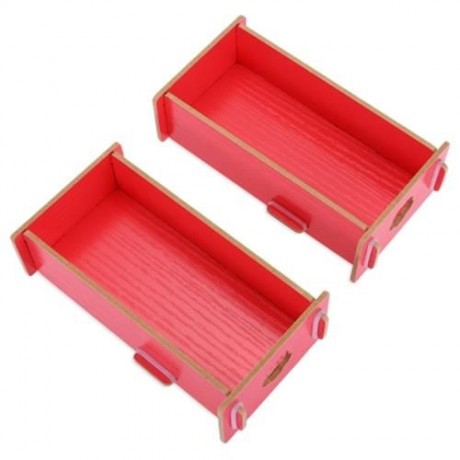 MULTIFUNCTIONAL WOODEN COSMETIC DESKTOP STORAGE BOX MAKE-UP ORGANIZER (RED)