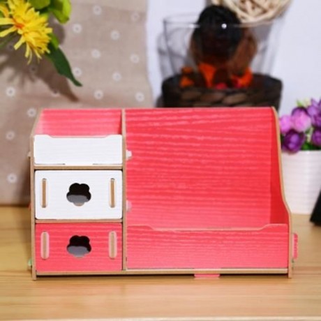 MULTIFUNCTIONAL WOODEN COSMETIC DESKTOP STORAGE BOX MAKE-UP ORGANIZER (COLORMIX)