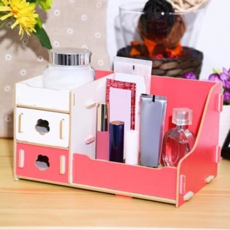 MULTIFUNCTIONAL WOODEN COSMETIC DESKTOP STORAGE BOX MAKE-UP ORGANIZER (COLORMIX)