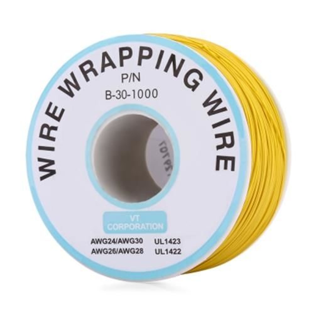 COLORFUL 300M TIN PLATED COPPER ELECTRONIC WIRE INSULATION WRAPPING CABLE (YELLOW)