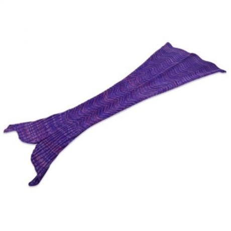 WEAVE MERMAID BLANKET KNITTED YARN FISH SHAPE NAP SLEEPING BED SOFA RUG - 1.6M (PURPLE)