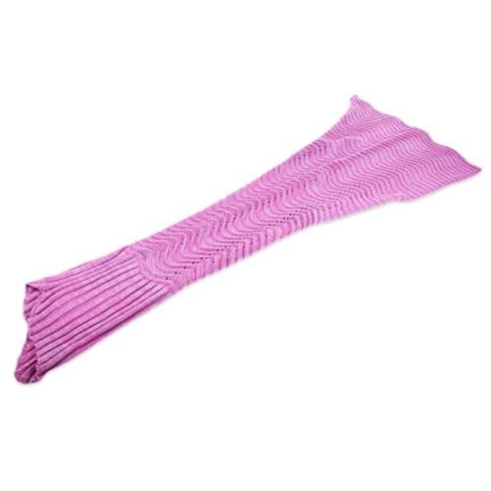 WEAVE MERMAID BLANKET KNITTED YARN FISH SHAPE NAP SLEEPING BED SOFA RUG - 1.6M (PINK)