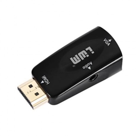 LWM HDMI MALE TO VGA FEMALE CONVERTER ADAPTER WITH AUDIO CABLE (BLACK)