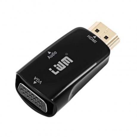 LWM HDMI MALE TO VGA FEMALE CONVERTER ADAPTER WITH AUDIO CABLE (BLACK)