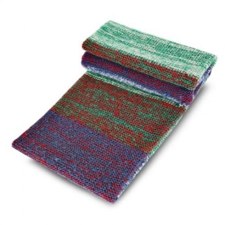 CASUAL COLOR BLOCK RAINBOW DESIGN LADIES WARM KNITTED SCARF (GREEN)