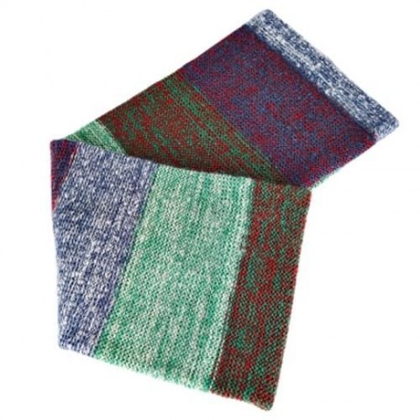 CASUAL COLOR BLOCK RAINBOW DESIGN LADIES WARM KNITTED SCARF (GREEN)