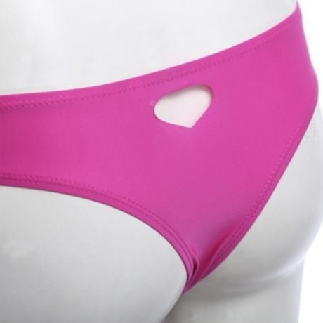 FEMALE SWIMMING SEXY HOLLOW OUT HEART SHAPE THONG BEACH BATHING PANTS (ROSE RED)