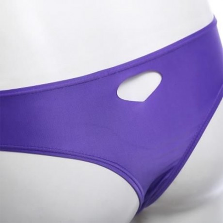 FEMALE SWIMMING SEXY HOLLOW OUT HEART SHAPE THONG BEACH BATHING PANTS (PURPLE)