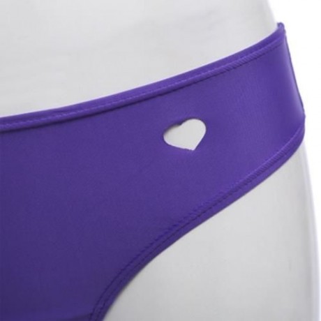 FEMALE SWIMMING SEXY HOLLOW OUT HEART SHAPE THONG BEACH BATHING PANTS (PURPLE)