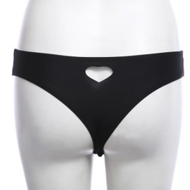 FEMALE SWIMMING SEXY HOLLOW OUT HEART SHAPE THONG BEACH BATHING PANTS (BLACK)