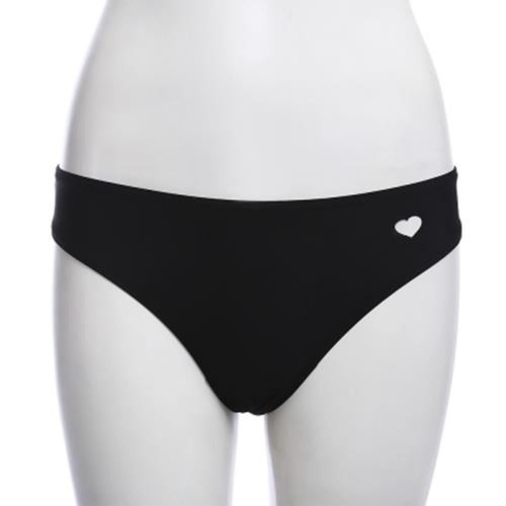 FEMALE SWIMMING SEXY HOLLOW OUT HEART SHAPE THONG BEACH BATHING PANTS (BLACK)