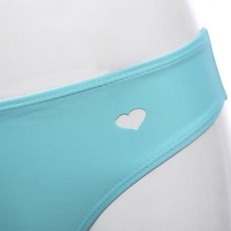 FEMALE SWIMMING SEXY HOLLOW OUT HEART SHAPE THONG BEACH BATHING PANTS (LAKE GREEN)