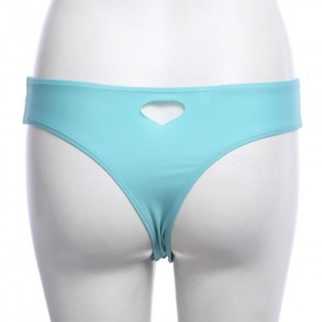 FEMALE SWIMMING SEXY HOLLOW OUT HEART SHAPE THONG BEACH BATHING PANTS (LAKE GREEN)