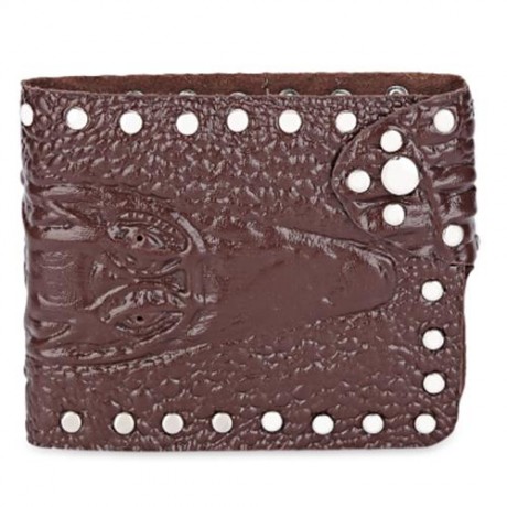 BUSINESS TYPE RIVET EMBELLISHMENT MULTICARD BIT WRIST WALLET FOR MEN (COFFEE)