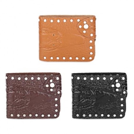 BUSINESS TYPE RIVET EMBELLISHMENT MULTICARD BIT WRIST WALLET FOR MEN (COFFEE)