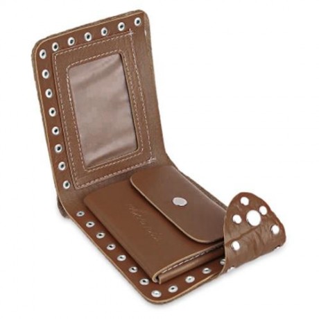 BUSINESS TYPE RIVET EMBELLISHMENT MULTICARD BIT WRIST WALLET FOR MEN (EARTHY)