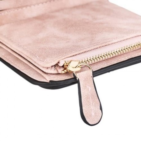 GUAPABIEN DOUBLE LAYER DESIGN HASP TYPE MULTICARD BIT WRIST WALLET FOR WOMEN (SHALLOW PINK