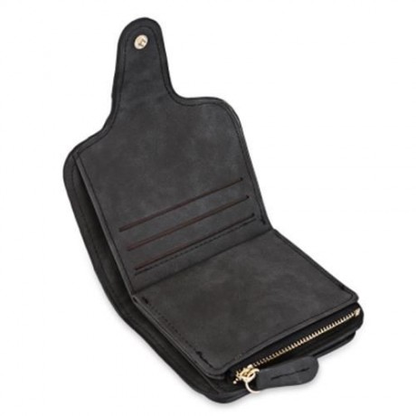 GUAPABIEN DOUBLE LAYER DESIGN HASP TYPE MULTICARD BIT WRIST WALLET FOR WOMEN (BLACK)