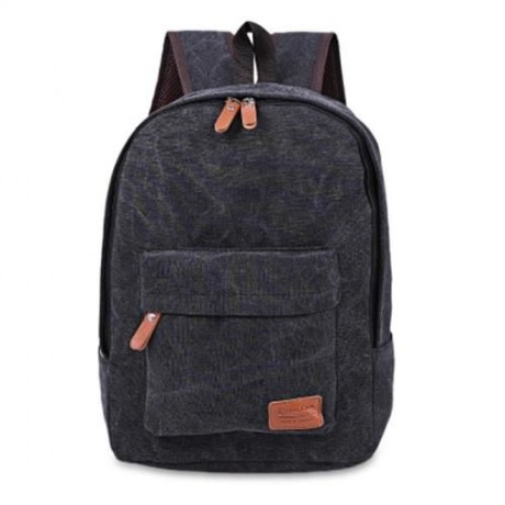 CASUAL POCKET DECORATION CANVAS PORTABLE BAG HANDBAG TOTE SCHOOL BACKPACK (BLACK)