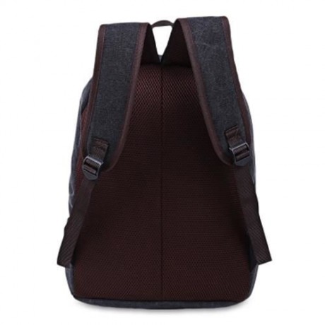 CASUAL POCKET DECORATION CANVAS PORTABLE BAG HANDBAG TOTE SCHOOL BACKPACK (BLACK)