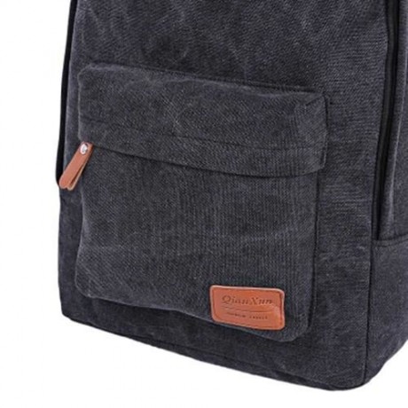 CASUAL POCKET DECORATION CANVAS PORTABLE BAG HANDBAG TOTE SCHOOL BACKPACK (BLACK)