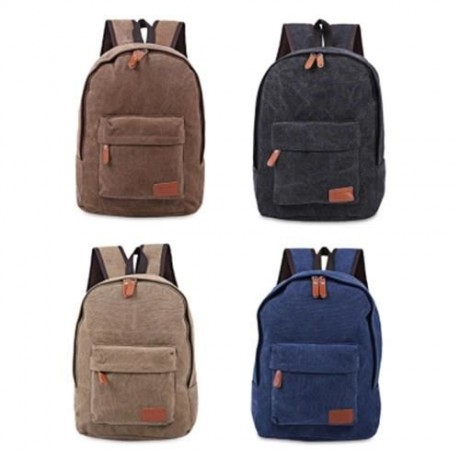 CASUAL POCKET DECORATION CANVAS PORTABLE BAG HANDBAG TOTE SCHOOL BACKPACK (BLACK)