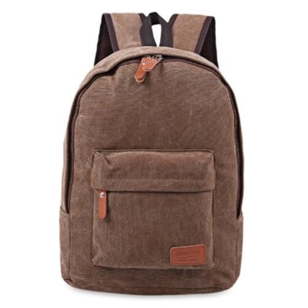 CASUAL POCKET DECORATION CANVAS PORTABLE BAG HANDBAG TOTE SCHOOL BACKPACK (BROWN)