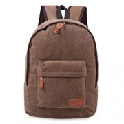 CASUAL POCKET DECORATION CANVAS PORTABLE BAG HANDBAG TOTE SCHOOL BACKPACK (BROWN)