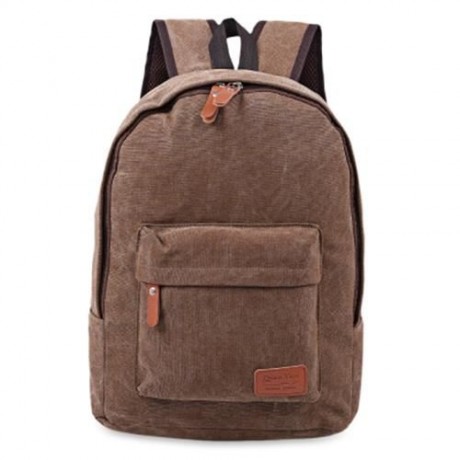 CASUAL POCKET DECORATION CANVAS PORTABLE BAG HANDBAG TOTE SCHOOL BACKPACK (BROWN)