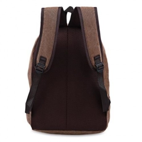 CASUAL POCKET DECORATION CANVAS PORTABLE BAG HANDBAG TOTE SCHOOL BACKPACK (BROWN)