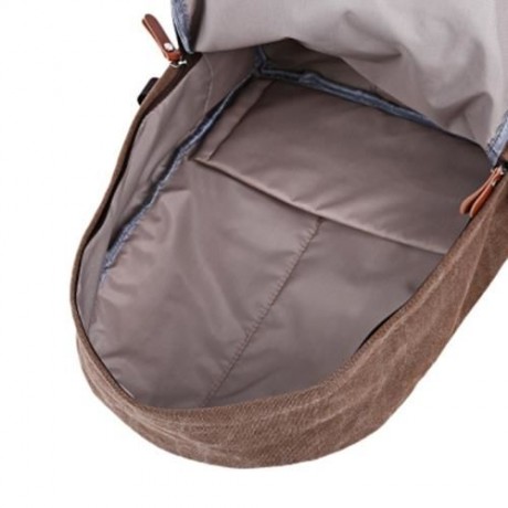 CASUAL POCKET DECORATION CANVAS PORTABLE BAG HANDBAG TOTE SCHOOL BACKPACK (BROWN)