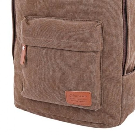 CASUAL POCKET DECORATION CANVAS PORTABLE BAG HANDBAG TOTE SCHOOL BACKPACK (BROWN)