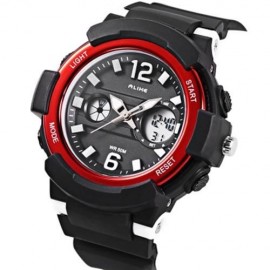 ALIKE AK16122 UNISEX QUARTZ DIGITAL WATCH LED ALARM STOPWATCH 5ATM SPORT WATCH (RED)