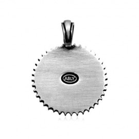NOVEL MEN GEARWHEEL SHAPE PEWTER SLIDE PENDANT (BRUSHED SILVER)