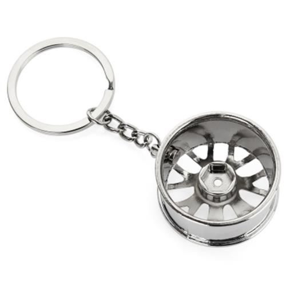 WHEEL HUB ALLOY KEY CHAIN HANGING PENDANT KEYRING - 3.54 INCH