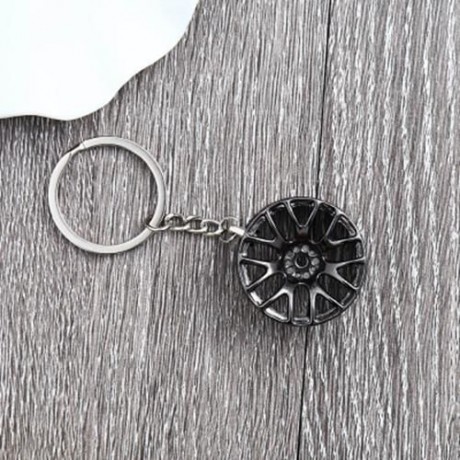 WHEEL HUB ALLOY KEY CHAIN HANGING PENDANT KEYRING - 3.54 INCH