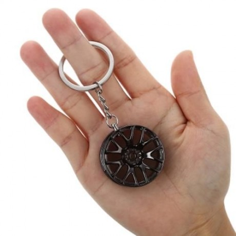 WHEEL HUB ALLOY KEY CHAIN HANGING PENDANT KEYRING - 3.54 INCH