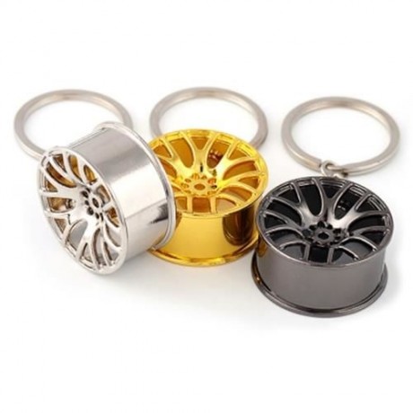 WHEEL HUB ALLOY KEY CHAIN HANGING PENDANT KEYRING - 3.54 INCH