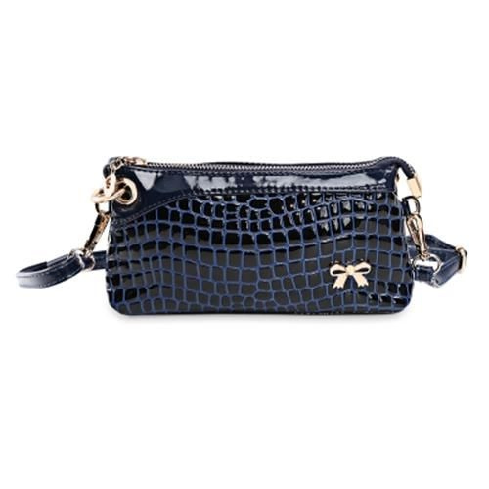 PU LEATHER ZIPPERED HAND STRAP WALLET FOR WOMEN (BLUE)