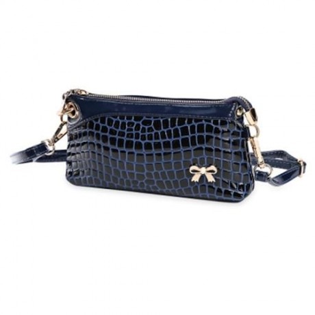 PU LEATHER ZIPPERED HAND STRAP WALLET FOR WOMEN (BLUE)