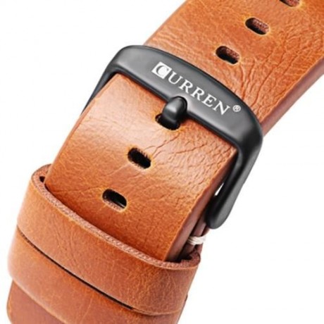 CURREN 8254 MALE QUARTZ WATCH CALENDAR LEATHER BAND 3ATM MEN WRISTWATCH (BLUE AND ORANGE)