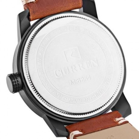 CURREN 8254 MALE QUARTZ WATCH CALENDAR LEATHER BAND 3ATM MEN WRISTWATCH (BLUE AND ORANGE)