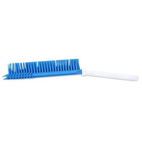 PET DOG CAT BRISTLE BATH BRUSH COMB DEPLITATION SILICONE STICKY HAIR TOOL (BLUE)