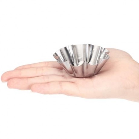6PCS STAINLESS STEEL EGG TART CUPCAKE CAKE MOLD BAKING TOOL (SILVER)