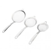 3PCS STAINLESS STEEL MESH OIL FILTER GREASE FISHING SPOON KITCHEN GADGET (SILVER)