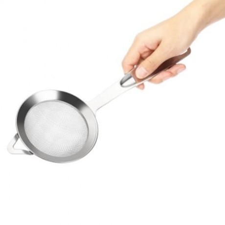 STAINLESS STEEL MESH OIL FILTER GREASE FISHING SPOON KITCHEN GADGET (SILVER)
