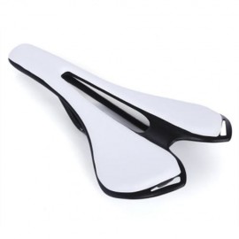 BIKE CARBON FIBER LEATHER ULTRALIGHT SEAT CUSHION SADDLE (WHITE)